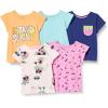 imageAmazon Essentials Girls and Toddlers ShortSleeve TShirts MultipacksAqua BlueEcruLight OrangeNavy Color BlockPink
