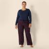 imageAmazon Essentials Harry Potter  Looney Tunes Womens Lightweight Flannel Pant and LongSleeve TShirt Sleep SetBurgundy PlaidNavy