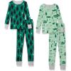imageAmazon Essentials Unisex Babies Toddlers and Kids SnugFit Cotton Pajama Sleepwear SetsBottle Green Polar BearMint Green Happy Camper