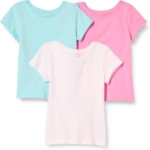 imageAmazon Essentials Girls and Toddlers ShortSleeve TShirts MultipacksAqua BluePinkWhite
