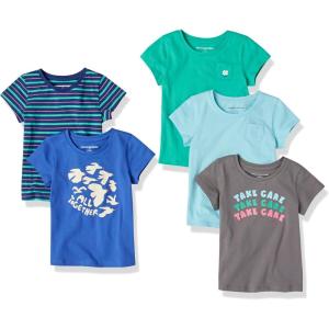 imageAmazon Essentials Girls and Toddlers ShortSleeve TShirts MultipacksMulticolorBirdsStripeTake Care