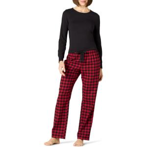 imageAmazon Essentials Harry Potter  Looney Tunes Womens Lightweight Flannel Pant and LongSleeve TShirt Sleep SetBlack and Classic Buffalo Check