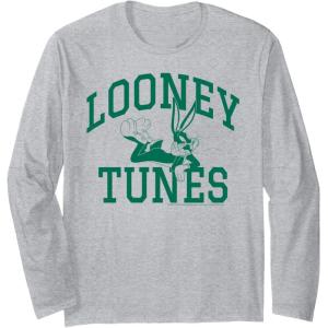 imageAmazon Essentials Looney Tunes Bugs Bunny Collegiate Arch Long Sleeve TShirtHeather Grey