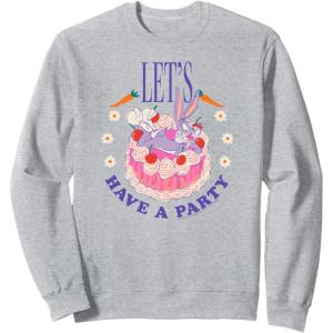 imageAmazon Essentials Looney Tunes Bugs Bunny Lets Have A Party Cake SweatshirtHeather Grey