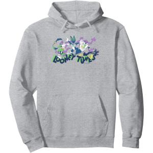 imageAmazon Essentials Looney Tunes Green Logo with Running Characters Pullover HoodieHeather Grey