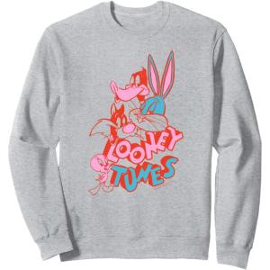 imageAmazon Essentials Looney Tunes Red and Pink Character Collage SweatshirtHeather Grey