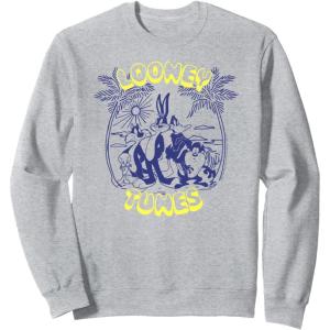 imageAmazon Essentials Looney Tunes Tropical Paradise Beach Scene SweatshirtHeather Grey