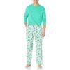 imageAmazon Essentials Mens Flannel Pant and LongSleeve TShirt Pajama SetEcru Festive Tree