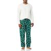 imageAmazon Essentials Mens Flannel Pant and LongSleeve TShirt Pajama SetEggshell WhiteGreen Seal