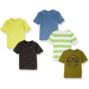 imageAmazon Essentials Boys and Toddlers ShortSleeve TShirts MultipacksBlack CactusBlueGreen StripeNeonOlive