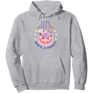 imageAmazon Essentials Looney Tunes Bugs Bunny Lets Have A Party Cake Pullover HoodieHeather Grey