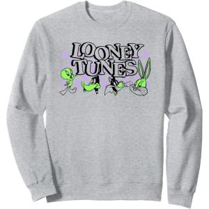imageAmazon Essentials Looney Tunes Checkerboard with Green Characters SweatshirtHeather Grey