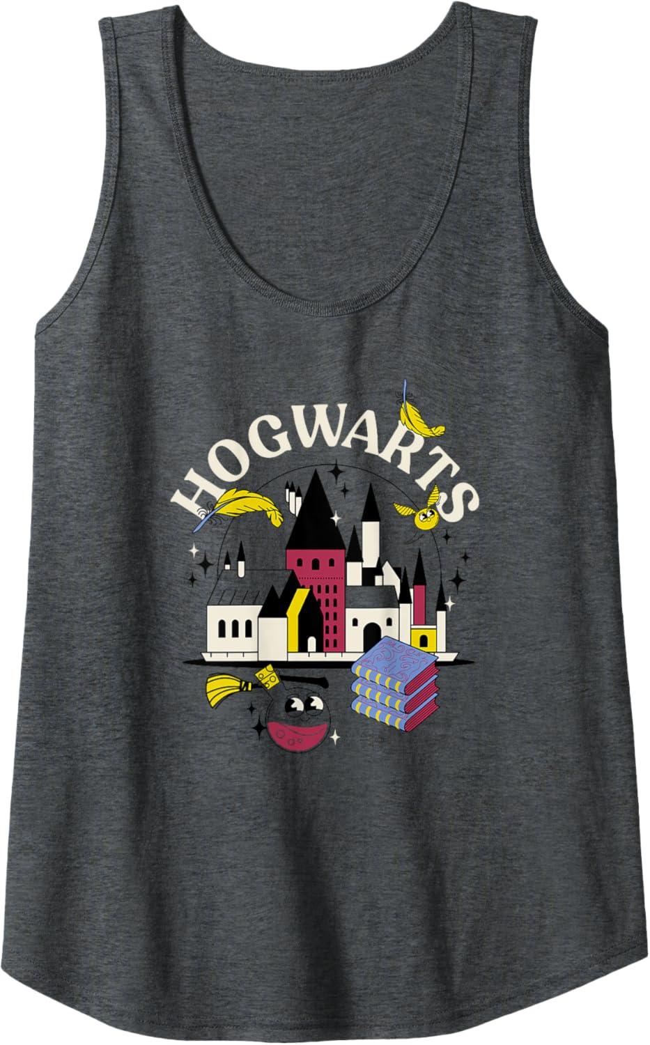 imageAmazon Essentials Harry Potter Hogwarts Castle Smiling Icons Tank TopDark Heather Grey