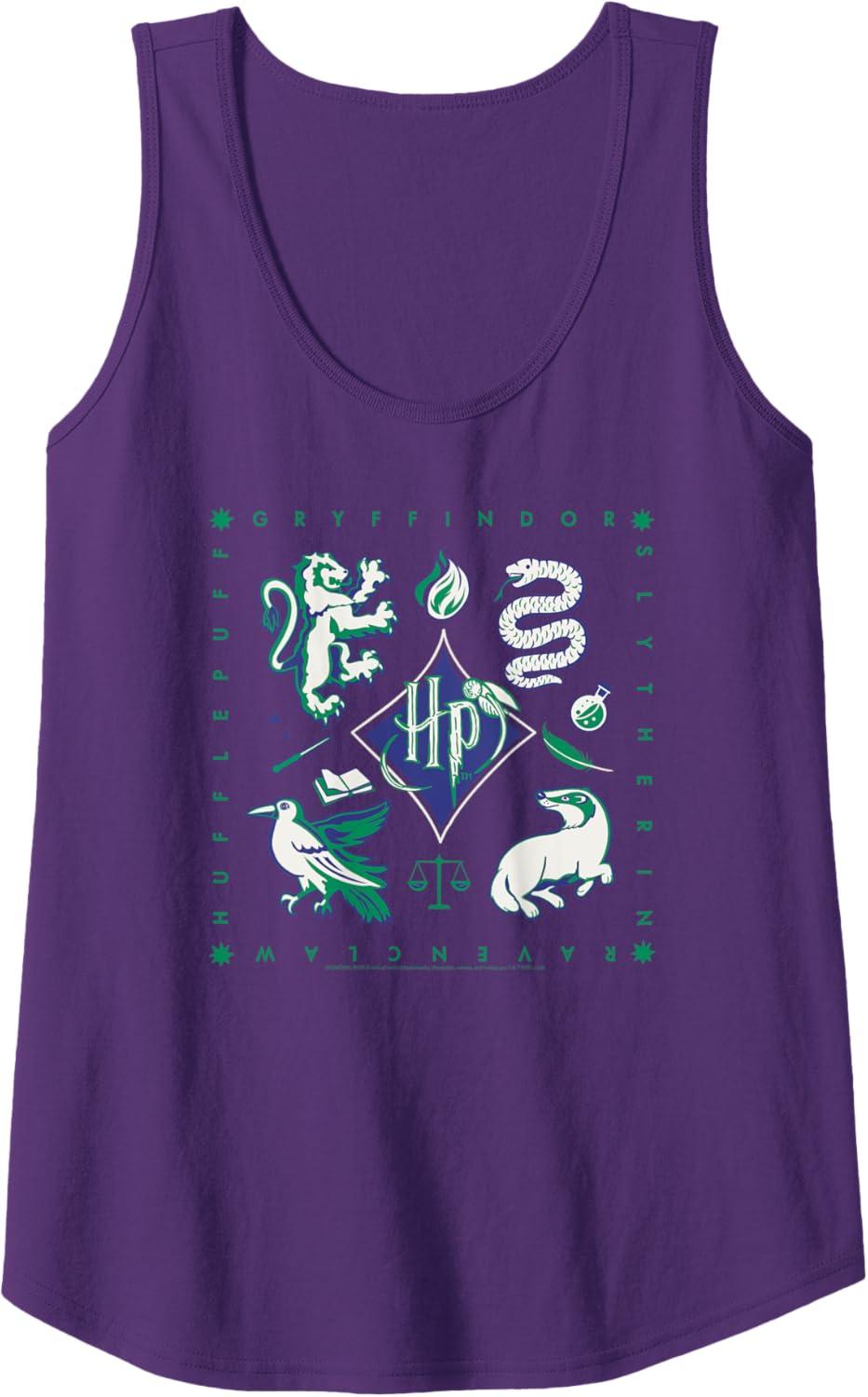 imageAmazon Essentials Harry Potter Hogwarts Houses Square Tank TopPurple