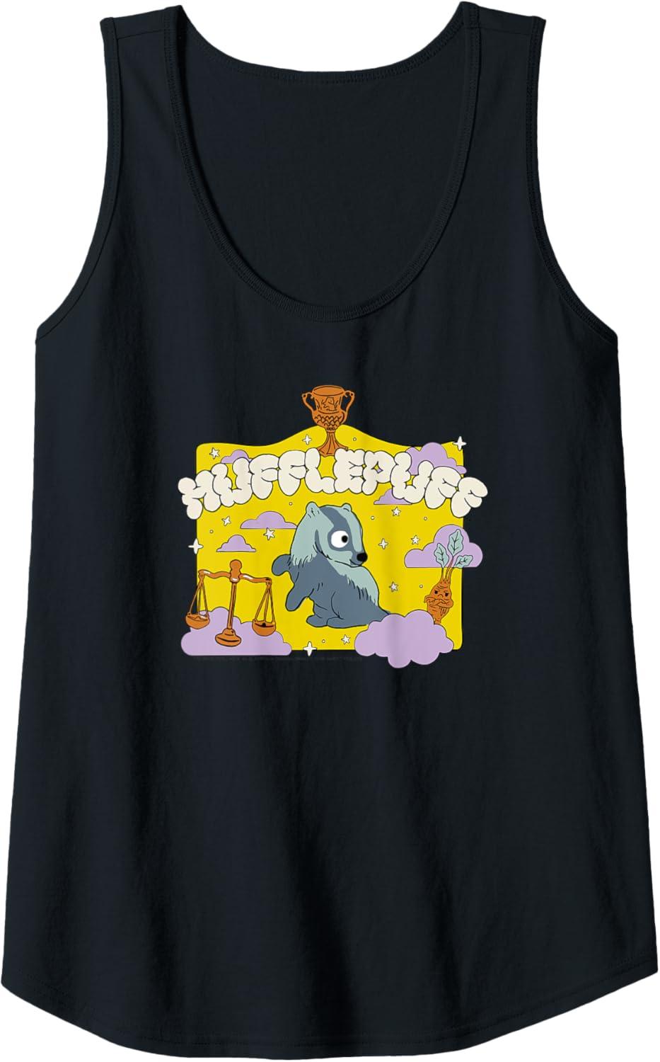 imageAmazon Essentials Harry Potter Hogwarts Hufflepuff House Cartoon Scene Tank TopBlack