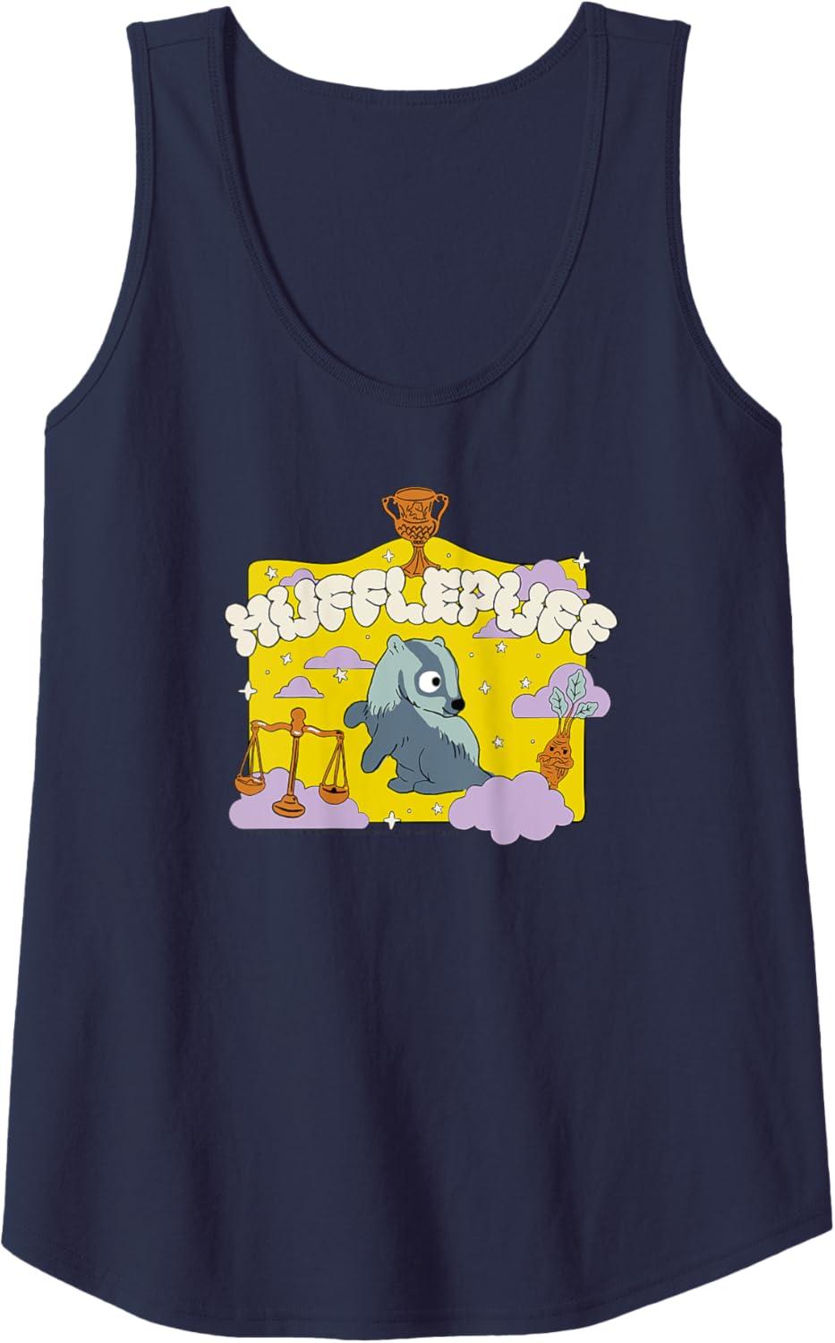imageAmazon Essentials Harry Potter Hogwarts Hufflepuff House Cartoon Scene Tank TopNavy Blue