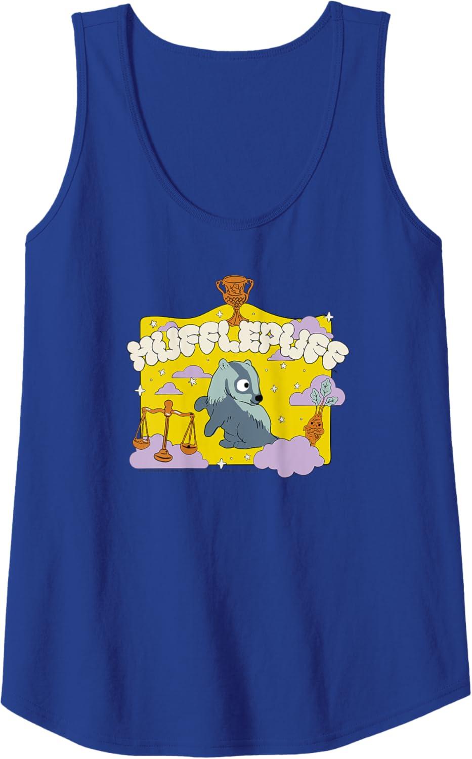 imageAmazon Essentials Harry Potter Hogwarts Hufflepuff House Cartoon Scene Tank TopRoyal Blue