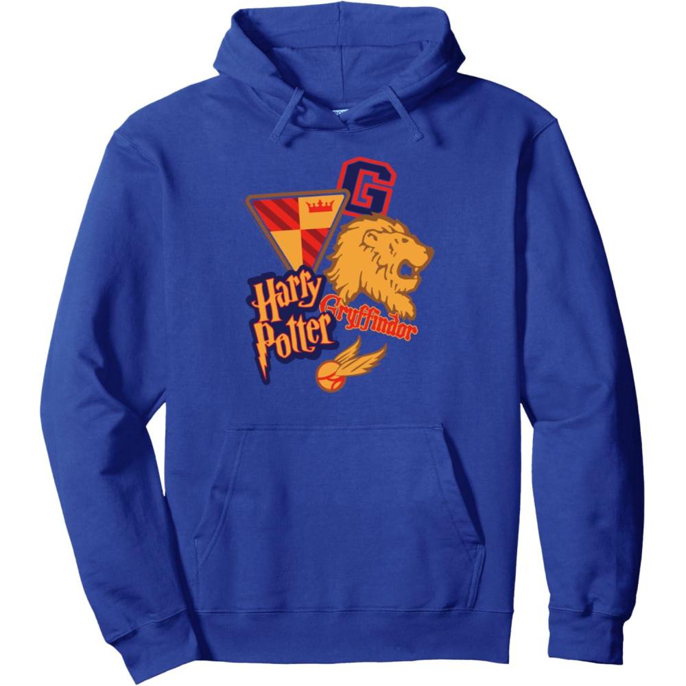 imageAmazon Essentials Harry Potter Gryffindor Collegiate Collage Pullover HoodieRoyal Blue