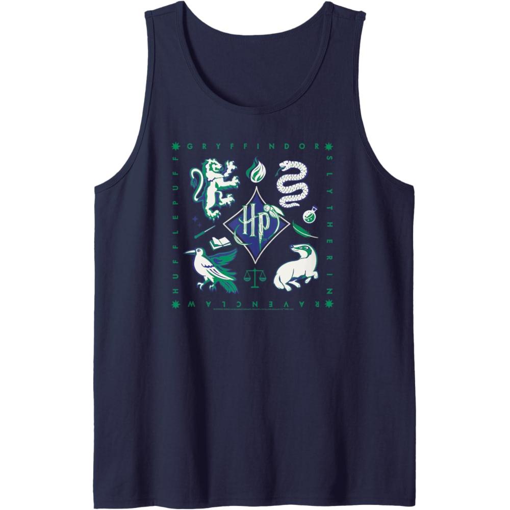 imageAmazon Essentials Harry Potter Hogwarts Houses Square Tank TopNavy Blue