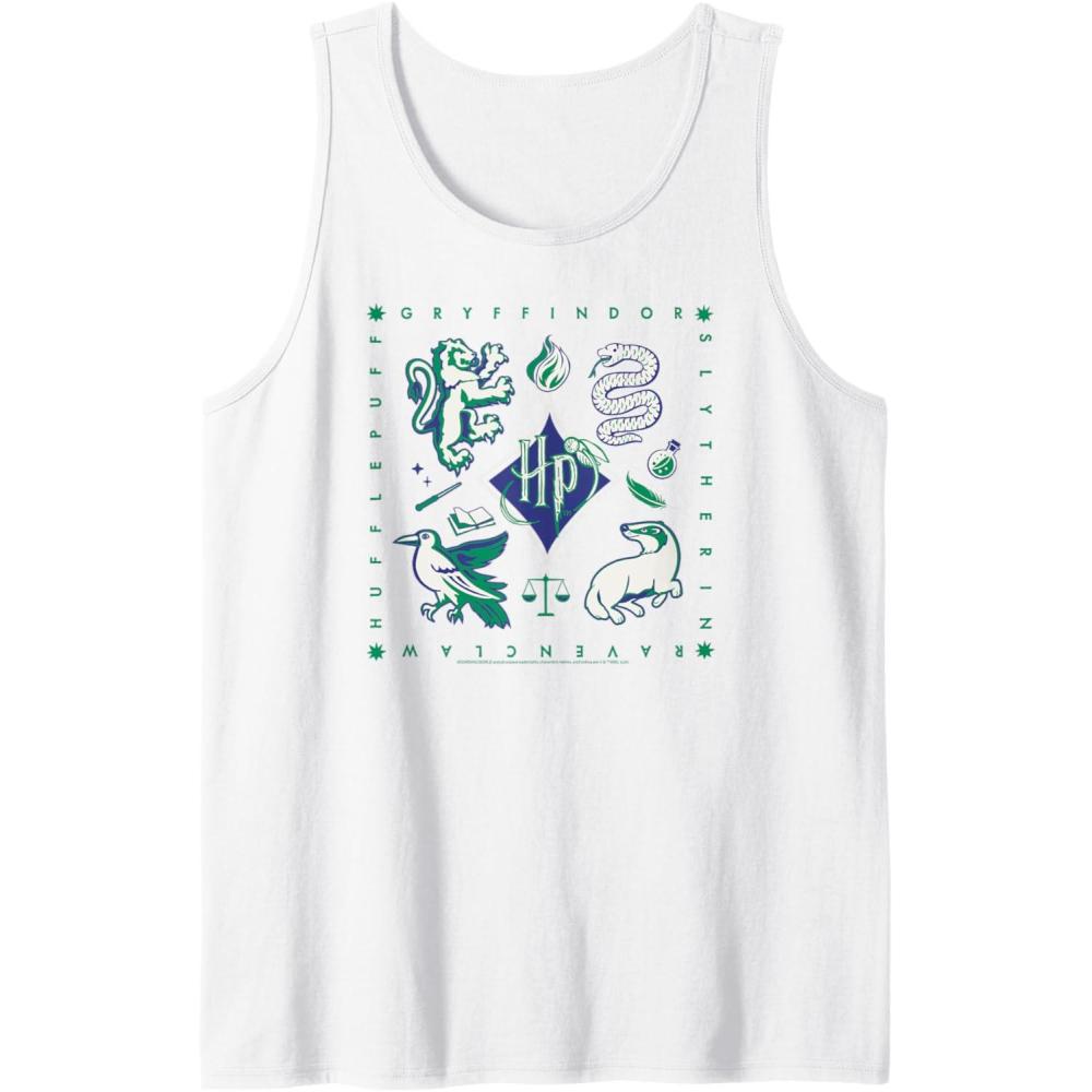 imageAmazon Essentials Harry Potter Hogwarts Houses Square Tank TopWhite