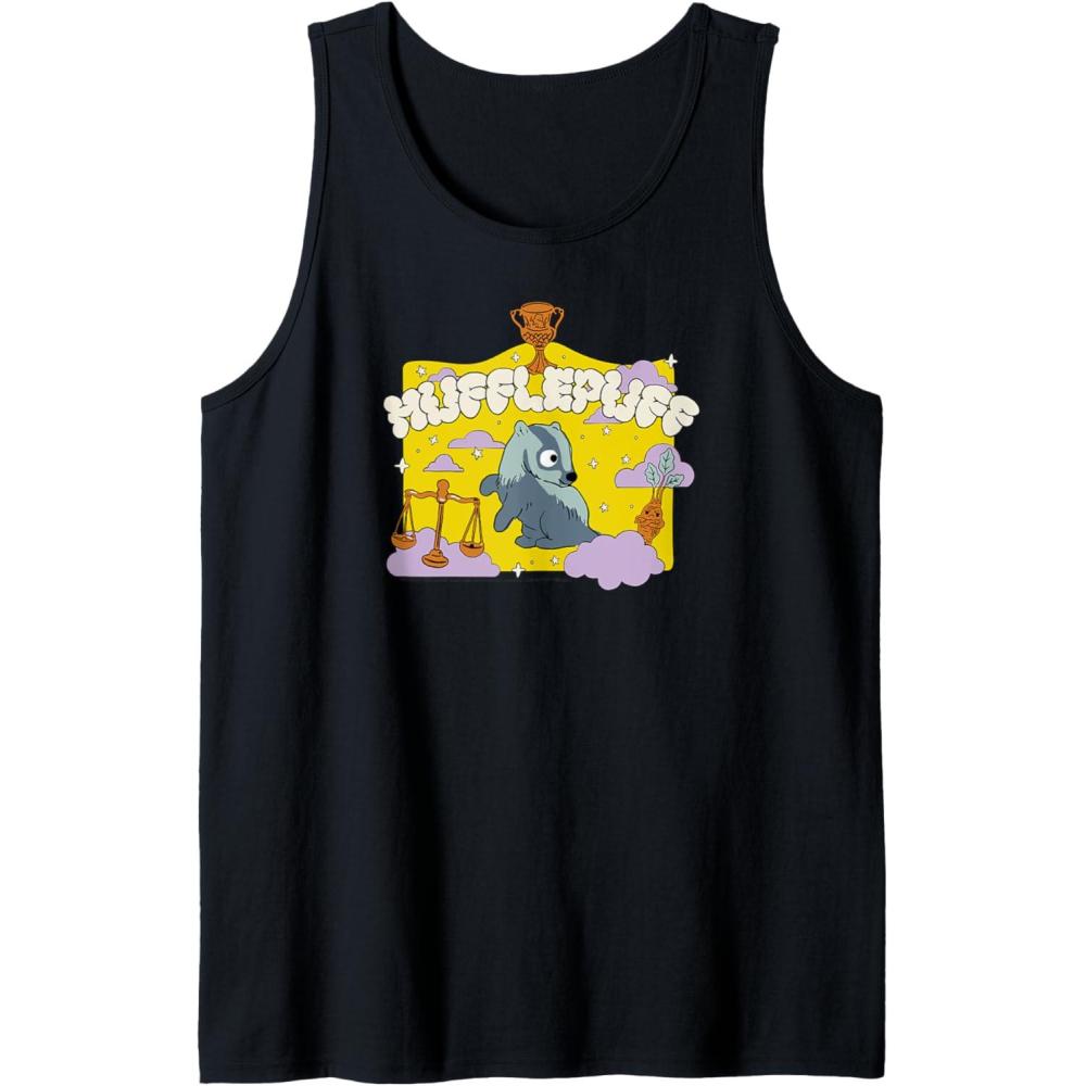 imageAmazon Essentials Harry Potter Hogwarts Hufflepuff House Cartoon Scene Tank TopBlack