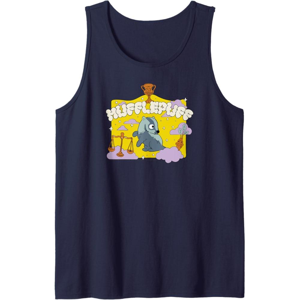 imageAmazon Essentials Harry Potter Hogwarts Hufflepuff House Cartoon Scene Tank TopNavy Blue