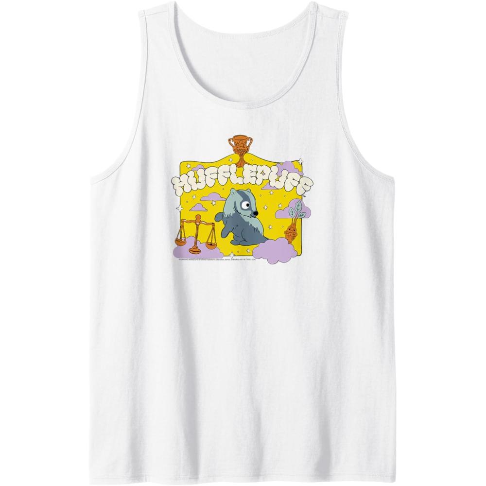 imageAmazon Essentials Harry Potter Hogwarts Hufflepuff House Cartoon Scene Tank TopWhite