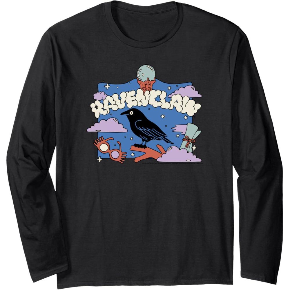 imageAmazon Essentials Harry Potter Hogwarts Ravenclaw House Cartoon Scene Long Sleeve TShirtBlack