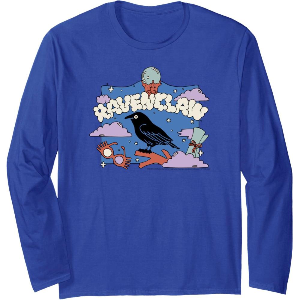 imageAmazon Essentials Harry Potter Hogwarts Ravenclaw House Cartoon Scene Long Sleeve TShirtRoyal Blue