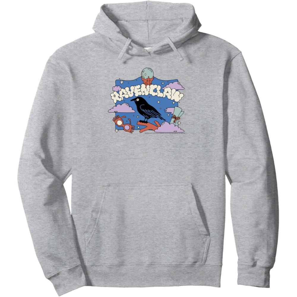 imageAmazon Essentials Harry Potter Hogwarts Ravenclaw House Cartoon Scene Pullover HoodieHeather Grey