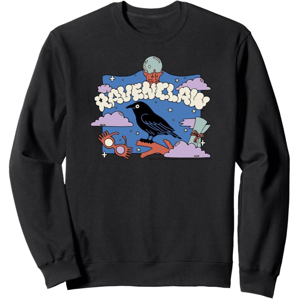 imageAmazon Essentials Harry Potter Hogwarts Ravenclaw House Cartoon Scene SweatshirtBlack