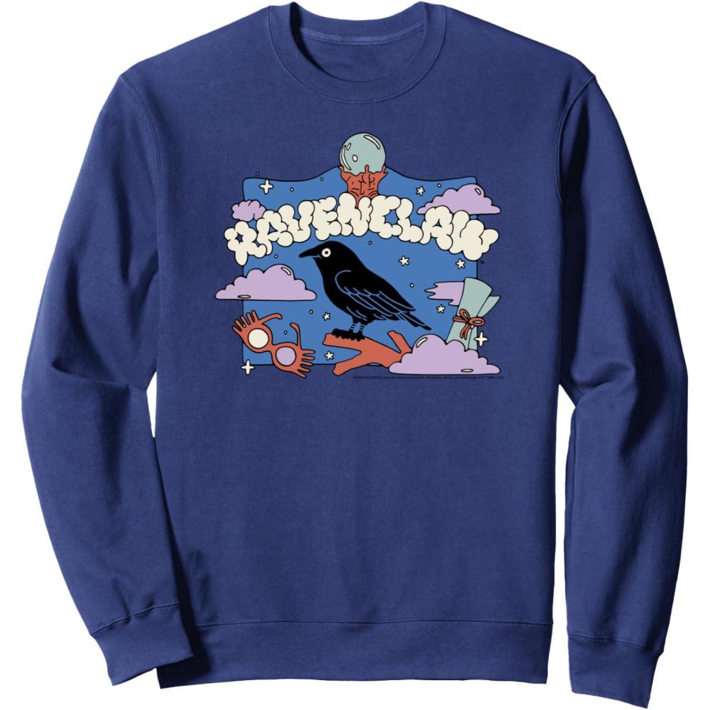 imageAmazon Essentials Harry Potter Hogwarts Ravenclaw House Cartoon Scene SweatshirtNavy Blue
