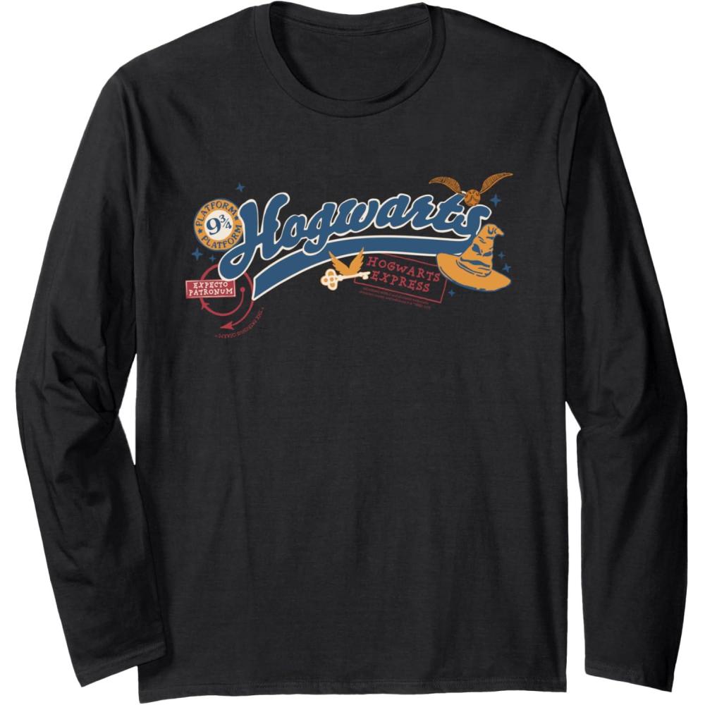 imageAmazon Essentials Harry Potter Hogwarts Varsity Icons Long Sleeve TShirtBlack
