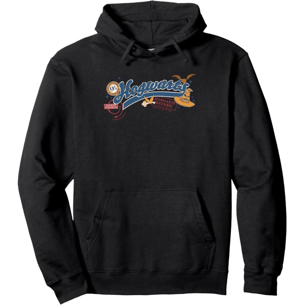 imageAmazon Essentials Harry Potter Hogwarts Varsity Icons Pullover HoodieBlack
