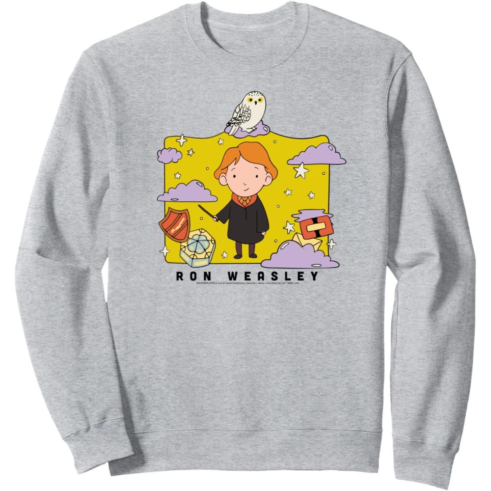 imageAmazon Essentials Harry Potter Ron Weasley Icons Cartoon Portrait SweatshirtHeather Grey