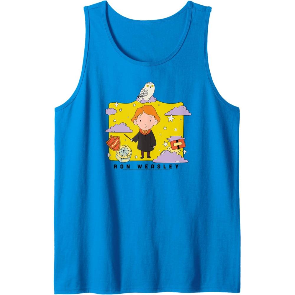 imageAmazon Essentials Harry Potter Ron Weasley Icons Cartoon Portrait Tank TopSapphire Blue