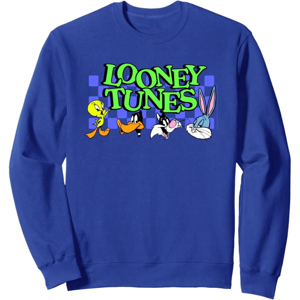 imageAmazon Essentials Looney Tunes Checkerboard with Characters SweatshirtRoyal Blue