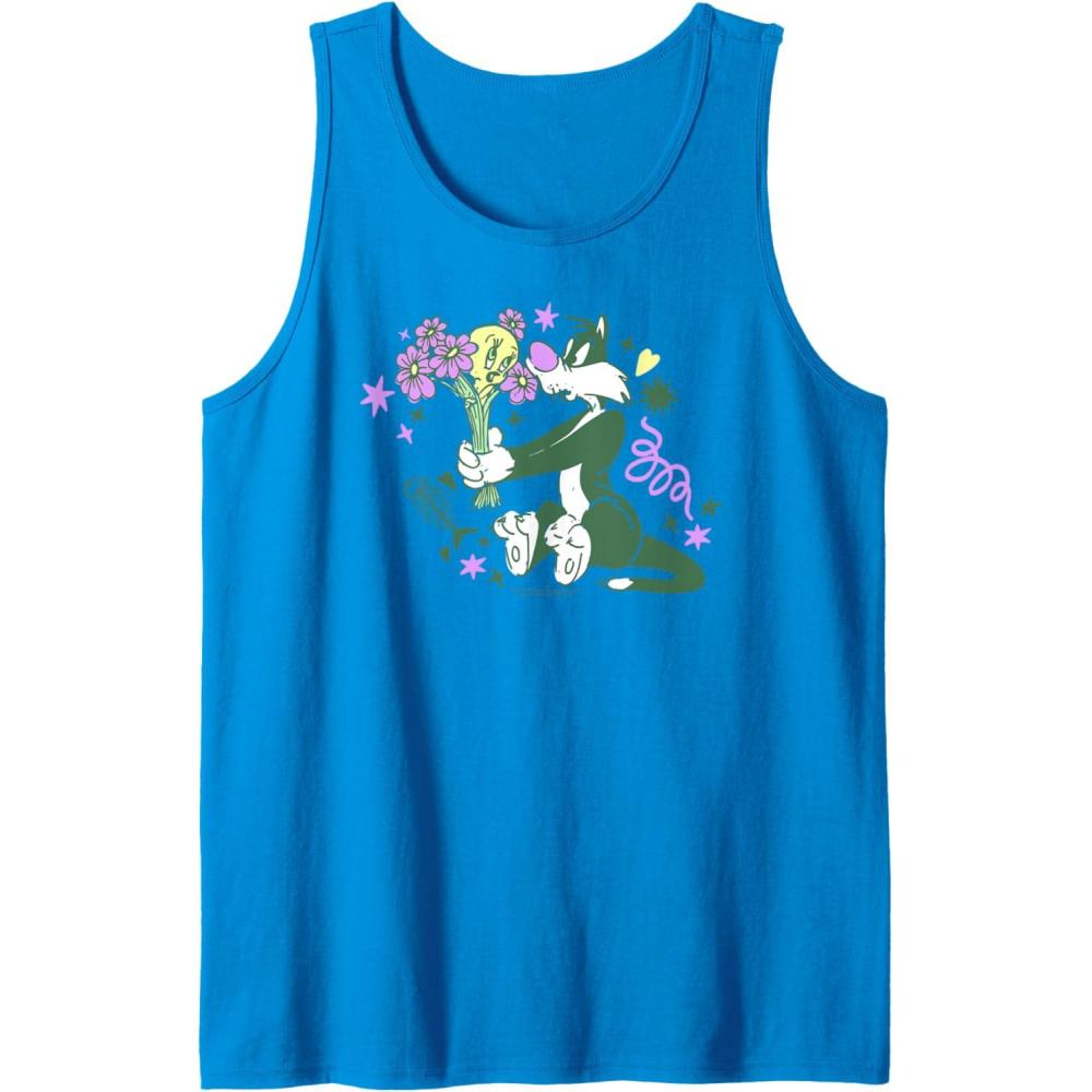 imageAmazon Essentials Looney Tunes Tweety and Green Sylvester Tank TopSapphire Blue