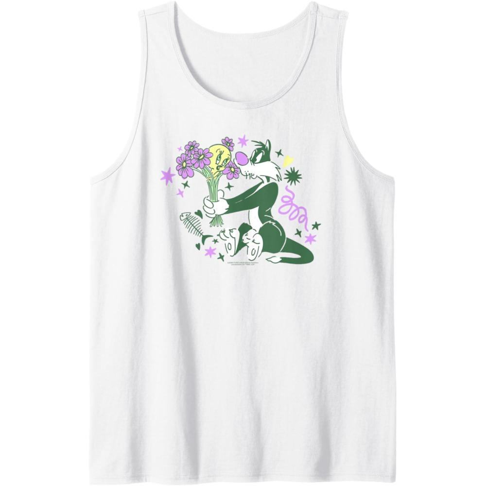 imageAmazon Essentials Looney Tunes Tweety and Green Sylvester Tank TopWhite