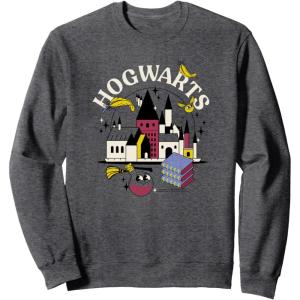 imageAmazon Essentials Harry Potter Hogwarts Castle Smiling Icons SweatshirtDark Heather Grey