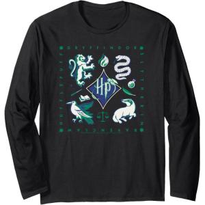 imageAmazon Essentials Harry Potter Hogwarts Houses Square Long Sleeve TShirtBlack