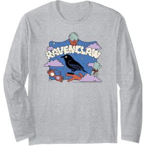imageAmazon Essentials Harry Potter Hogwarts Ravenclaw House Cartoon Scene Long Sleeve TShirtHeather Grey