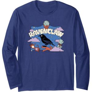 imageAmazon Essentials Harry Potter Hogwarts Ravenclaw House Cartoon Scene Long Sleeve TShirtNavy Blue