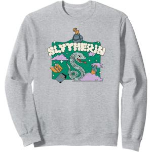 imageAmazon Essentials Harry Potter Hogwarts Slytherin House Cartoon Scene SweatshirtHeather Grey