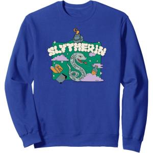 imageAmazon Essentials Harry Potter Hogwarts Slytherin House Cartoon Scene SweatshirtRoyal Blue