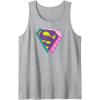 imageAmazon Essentials DC Comics Superman Bright Checkerboard 3D Logo Tank TopHeather Grey