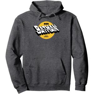imageAmazon Essentials DC Comics Batman Circle 3D Shifted Logo Pullover HoodieDark Heather Grey