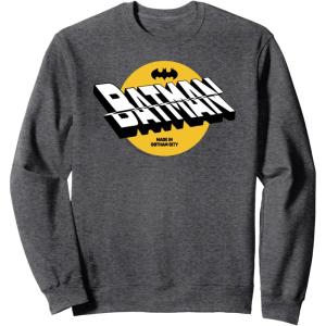 imageAmazon Essentials DC Comics Batman Circle 3D Shifted Logo SweatshirtDark Heather Grey