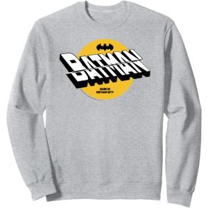 imageAmazon Essentials DC Comics Batman Circle 3D Shifted Logo SweatshirtHeather Grey