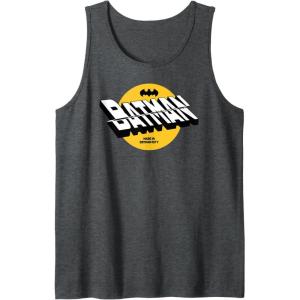 imageAmazon Essentials DC Comics Batman Circle 3D Shifted Logo Tank TopDark Heather Grey